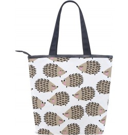 Tote Canvas Shoulder Bag Cute Hedgehog Womens Handbag $12.47 Shoulder Bags