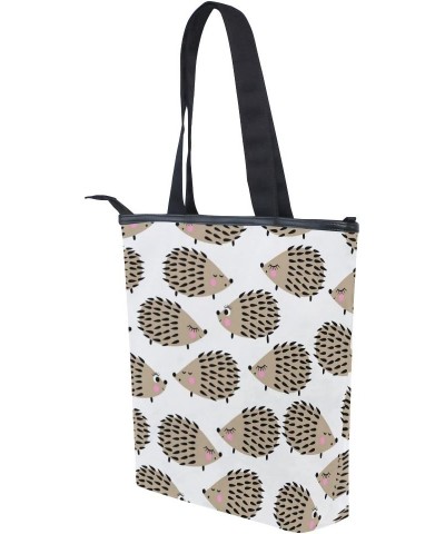 Tote Canvas Shoulder Bag Cute Hedgehog Womens Handbag $12.47 Shoulder Bags