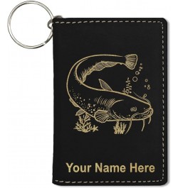 ID Holder Wallet, Catfish, Personalized Engraving Included (Teal) Black with Gold $14.83 Wallets