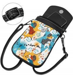 Small Crossbody Bags Cell Phone Purse - Stylish and Compact Purse with Adjustable Shoulder Strap Cute Shark Print Pattern Mul...