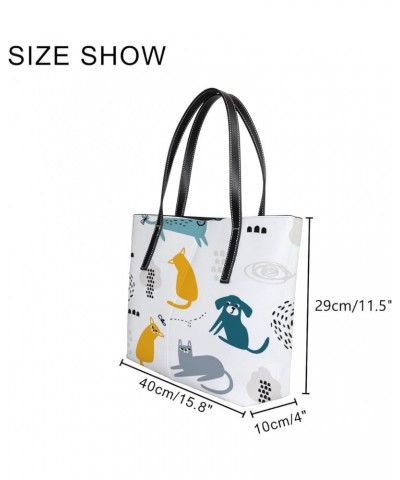 Large Tote Bags Handbags Cute Pink Unicorn Women's Shoulder Bags Casual Shopping Bags Purses Cartoon Doodle Pet $22.05 Totes