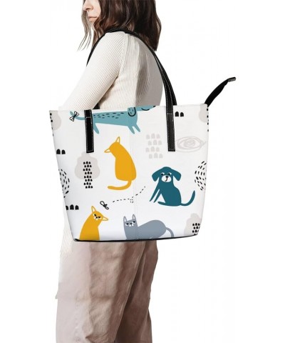 Large Tote Bags Handbags Cute Pink Unicorn Women's Shoulder Bags Casual Shopping Bags Purses Cartoon Doodle Pet $22.05 Totes