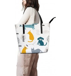 Large Tote Bags Handbags Cute Pink Unicorn Women's Shoulder Bags Casual Shopping Bags Purses Cartoon Doodle Pet $22.05 Totes