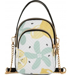 Women Crossbody Handbag Pattern with Lemon and Flower Quilted Chain Bag $13.00 Crossbody Bags