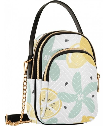 Women Crossbody Handbag Pattern with Lemon and Flower Quilted Chain Bag $13.00 Crossbody Bags