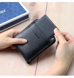 Men Wallet Coin Bag multifunction Purse Coin Pouch Wallets for Men Card Holder Short Purses (Color : Black) Black $39.66 Wallets