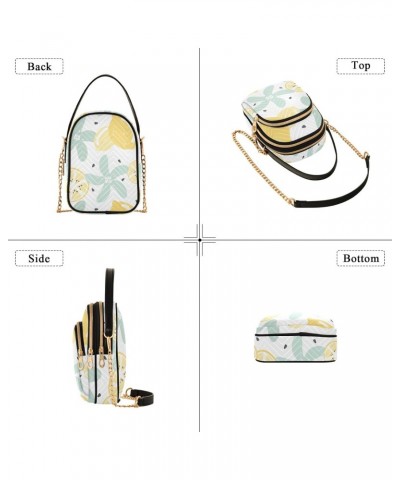 Women Crossbody Handbag Pattern with Lemon and Flower Quilted Chain Bag $13.00 Crossbody Bags