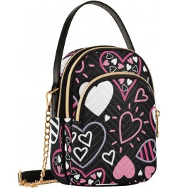 Small Crossbody Cell Phone Bag for Women, Cute Hearts Love Mini Over Shoulder Handbag Purse with Credit Card Slots Cute Heart...