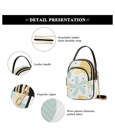 Women Crossbody Handbag Pattern with Lemon and Flower Quilted Chain Bag $13.00 Crossbody Bags