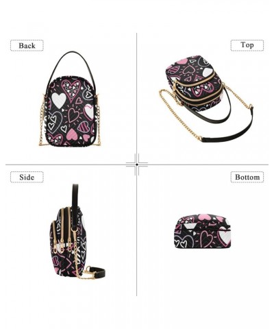 Small Crossbody Cell Phone Bag for Women, Cute Hearts Love Mini Over Shoulder Handbag Purse with Credit Card Slots Cute Heart...