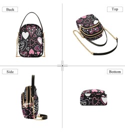 Small Crossbody Cell Phone Bag for Women, Cute Hearts Love Mini Over Shoulder Handbag Purse with Credit Card Slots Cute Heart...