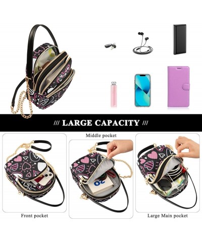 Small Crossbody Cell Phone Bag for Women, Cute Hearts Love Mini Over Shoulder Handbag Purse with Credit Card Slots Cute Heart...