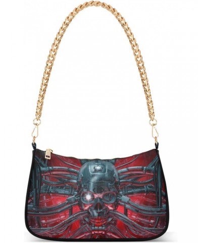 Skull 3d Science Fiction Shoulder Bag Purse for Women Tote Handbag with Zipper Closure $18.28 Totes