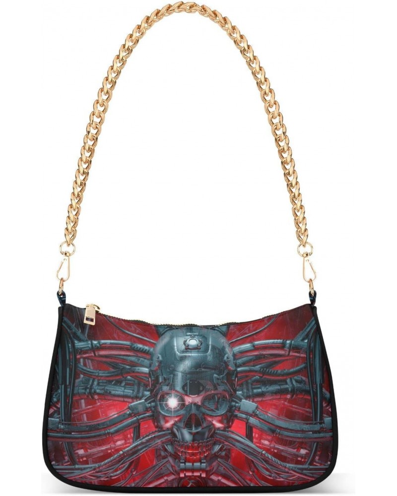 Skull 3d Science Fiction Shoulder Bag Purse for Women Tote Handbag with Zipper Closure $18.28 Totes