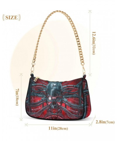 Skull 3d Science Fiction Shoulder Bag Purse for Women Tote Handbag with Zipper Closure $18.28 Totes