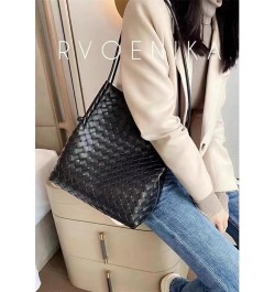 Sheepskin Woven Shoulder Bag Large Capacity Bag For Women 2023 Genuine Leather Women's Bucket Bag Tote Bag Armpit Bag 03 $33....