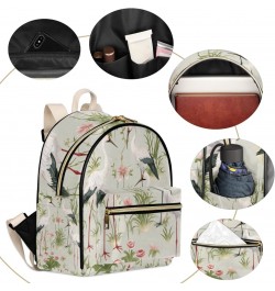 Japanese Crane Print Backpack Purse for Women PU Leather Lightweight Ladies Shoulder Fashion Satchel Bags Travel Casual Daypa...