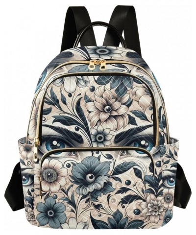 Mini Backpack Purse for Women, Elegant Eye Flowers Travel Bag Casual Daypack Shoulder Bag Small $15.68 Backpacks