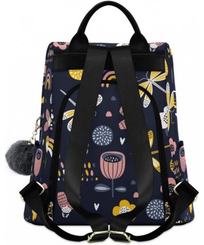 Backpack Purse for Women Fashion Travel Anti-theft Dragonfly Flower Rainbow Daypack Casual Shoulder Bag Medium Size $25.22 Ba...