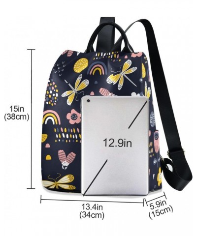 Backpack Purse for Women Fashion Travel Anti-theft Dragonfly Flower Rainbow Daypack Casual Shoulder Bag Medium Size $25.22 Ba...