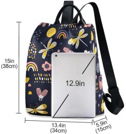 Backpack Purse for Women Fashion Travel Anti-theft Dragonfly Flower Rainbow Daypack Casual Shoulder Bag Medium Size $25.22 Ba...