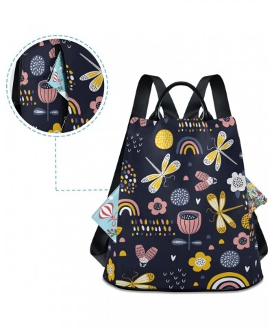 Backpack Purse for Women Fashion Travel Anti-theft Dragonfly Flower Rainbow Daypack Casual Shoulder Bag Medium Size $25.22 Ba...