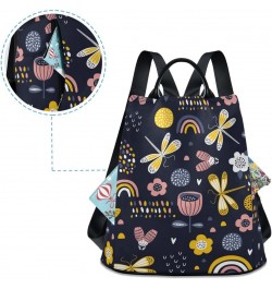 Backpack Purse for Women Fashion Travel Anti-theft Dragonfly Flower Rainbow Daypack Casual Shoulder Bag Medium Size $25.22 Ba...