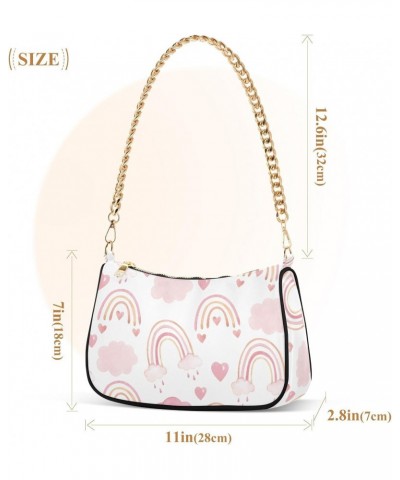 Pink Rainbow Clouds Rain Crossbody Bags for Women Tote Bag Women's Shoulder Handbags Clutch Purses for Women $17.99 Totes