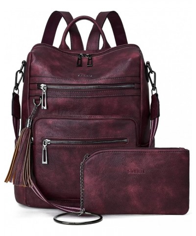 Backpack Purse for Women Leather Backpack Fashion Designer Travel Backpack Convertible Shoulder Bag 1-9 Two-tone Maroon $25.7...