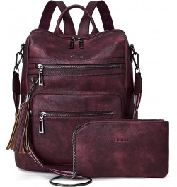 Backpack Purse for Women Leather Backpack Fashion Designer Travel Backpack Convertible Shoulder Bag 1-9 Two-tone Maroon $25.7...