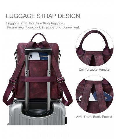 Backpack Purse for Women Leather Backpack Fashion Designer Travel Backpack Convertible Shoulder Bag 1-9 Two-tone Maroon $25.7...