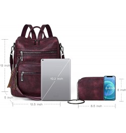 Backpack Purse for Women Leather Backpack Fashion Designer Travel Backpack Convertible Shoulder Bag 1-9 Two-tone Maroon $25.7...