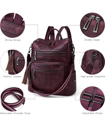 Backpack Purse for Women Leather Backpack Fashion Designer Travel Backpack Convertible Shoulder Bag 1-9 Two-tone Maroon $25.7...