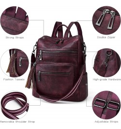 Backpack Purse for Women Leather Backpack Fashion Designer Travel Backpack Convertible Shoulder Bag 1-9 Two-tone Maroon $25.7...