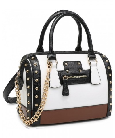 Shiny Patent Faux Leather Handbags Women Barrel Purses Top Handle Satchel Bags Shoulder Bag (Small White) Larger Gold $41.39 ...