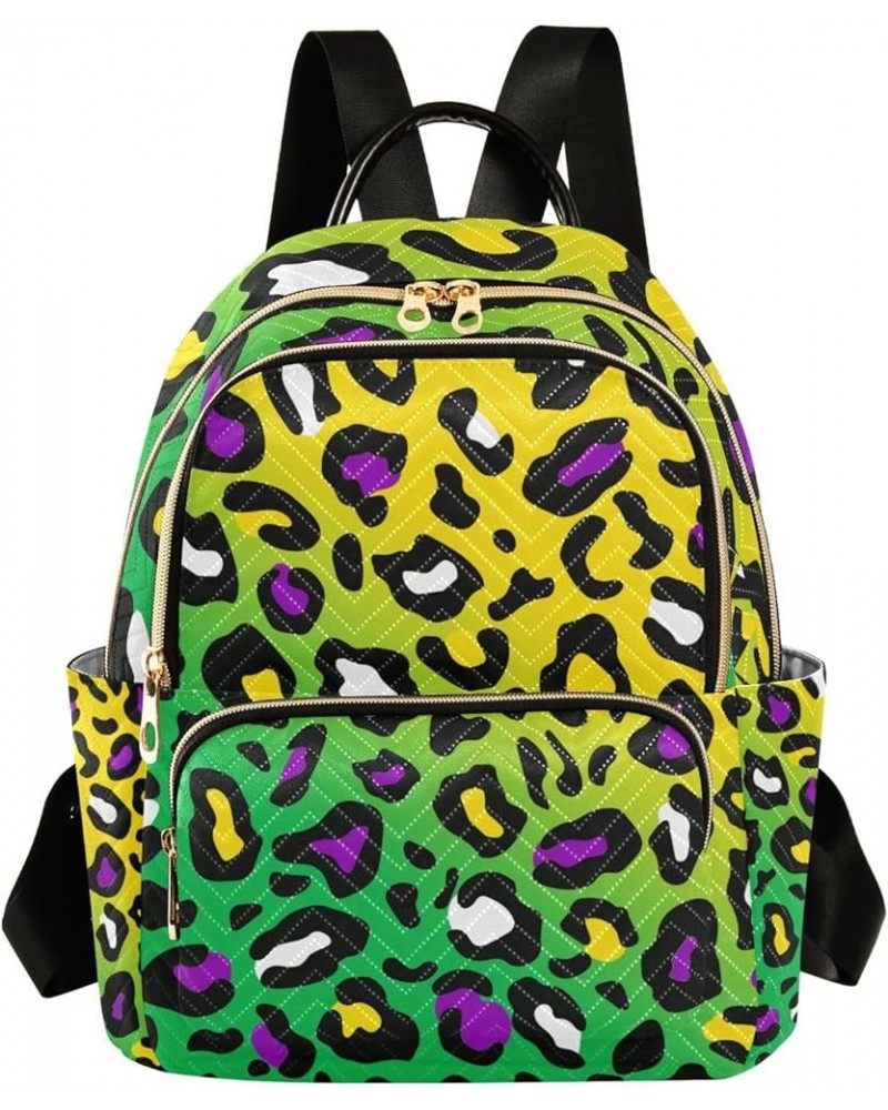 Mardi Gras Women Backpack Mardi Gras Leopard Rock Travel Bag Compact Daily Bag Small $14.87 Backpacks