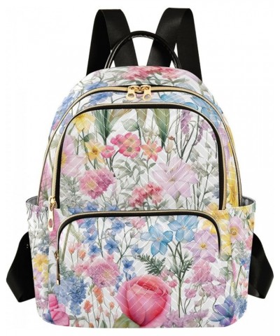 Floral Watercolor Flowers and Leaves Women Stylish Backpack, Casual Daypack Backpack, Festival Backpack, M Watercolor Floral ...