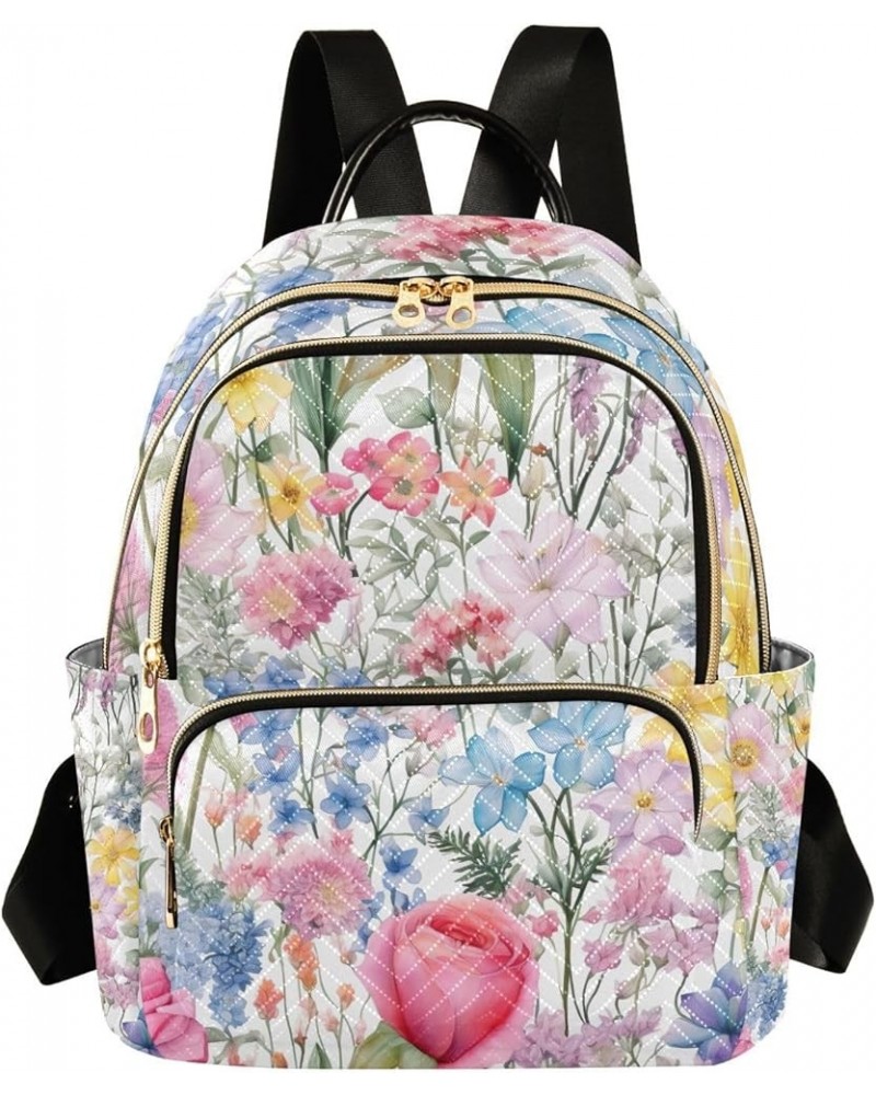 Floral Watercolor Flowers and Leaves Women Stylish Backpack, Casual Daypack Backpack, Festival Backpack, M Watercolor Floral ...