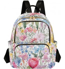 Floral Watercolor Flowers and Leaves Women Stylish Backpack, Casual Daypack Backpack, Festival Backpack, M Watercolor Floral ...