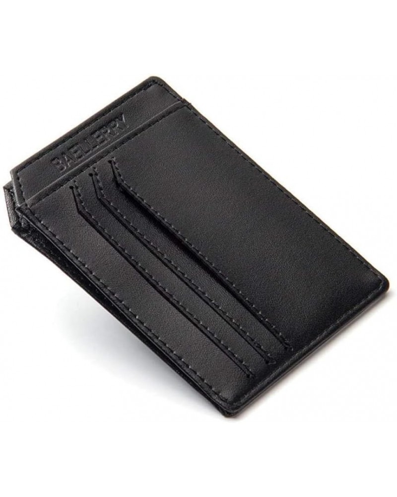 Wallet Solid Purse Men Purse Wallet Bag Material Credit ID Card Holder Purse Money Case for Men Ticket (Color : Black) Black ...