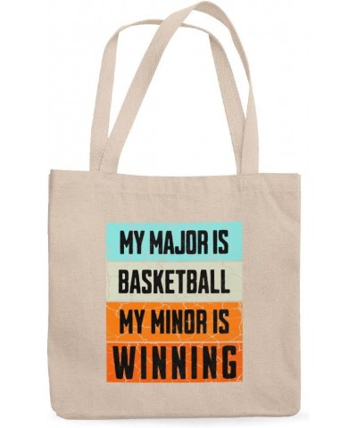 My Major Is Basketball Canvas Tote Bag - Great Gifts - Perfect Gifts for Basketball Lovers White $18.02 Totes