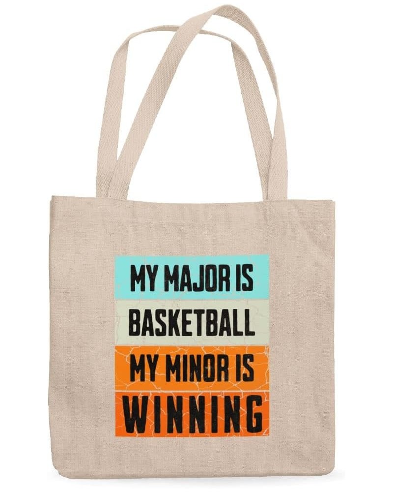 My Major Is Basketball Canvas Tote Bag - Great Gifts - Perfect Gifts for Basketball Lovers White $18.02 Totes