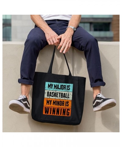 My Major Is Basketball Canvas Tote Bag - Great Gifts - Perfect Gifts for Basketball Lovers White $18.02 Totes