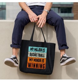 My Major Is Basketball Canvas Tote Bag - Great Gifts - Perfect Gifts for Basketball Lovers White $18.02 Totes