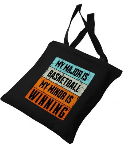 My Major Is Basketball Canvas Tote Bag - Great Gifts - Perfect Gifts for Basketball Lovers White $18.02 Totes