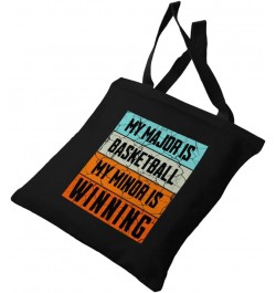 My Major Is Basketball Canvas Tote Bag - Great Gifts - Perfect Gifts for Basketball Lovers White $18.02 Totes