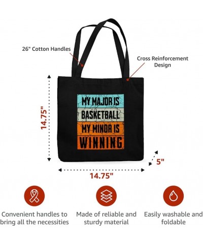 My Major Is Basketball Canvas Tote Bag - Great Gifts - Perfect Gifts for Basketball Lovers White $18.02 Totes