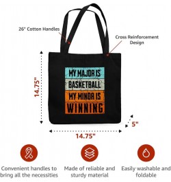 My Major Is Basketball Canvas Tote Bag - Great Gifts - Perfect Gifts for Basketball Lovers White $18.02 Totes