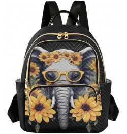 Elephant with Glasses-yellow Flowers Fashion Travel Backpack for Women Multi Pockets Lightweight Purse for Women-S Multicolor...