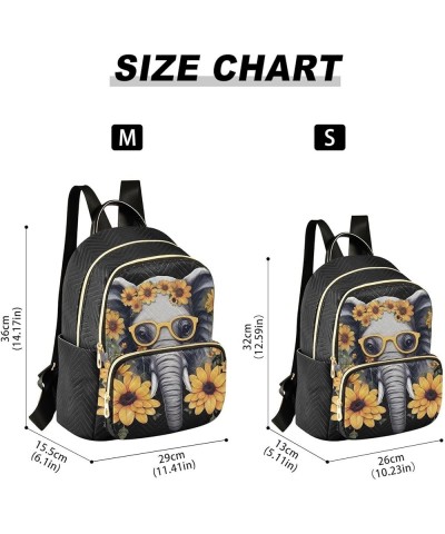 Elephant with Glasses-yellow Flowers Fashion Travel Backpack for Women Multi Pockets Lightweight Purse for Women-S Multicolor...